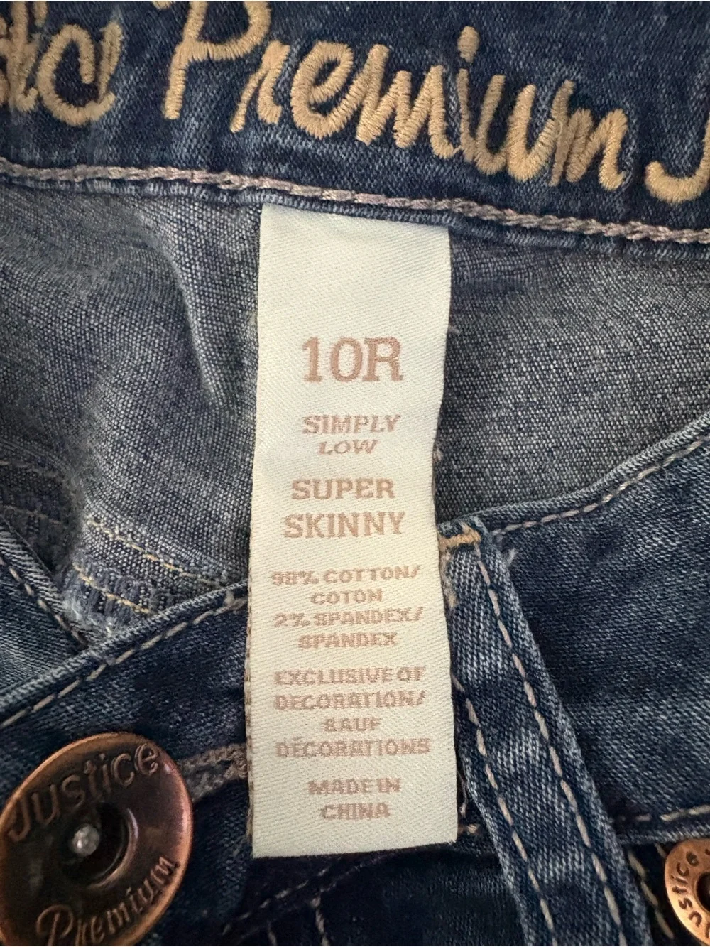 Justice Girls Straight Leg Jeans in Blue Wash